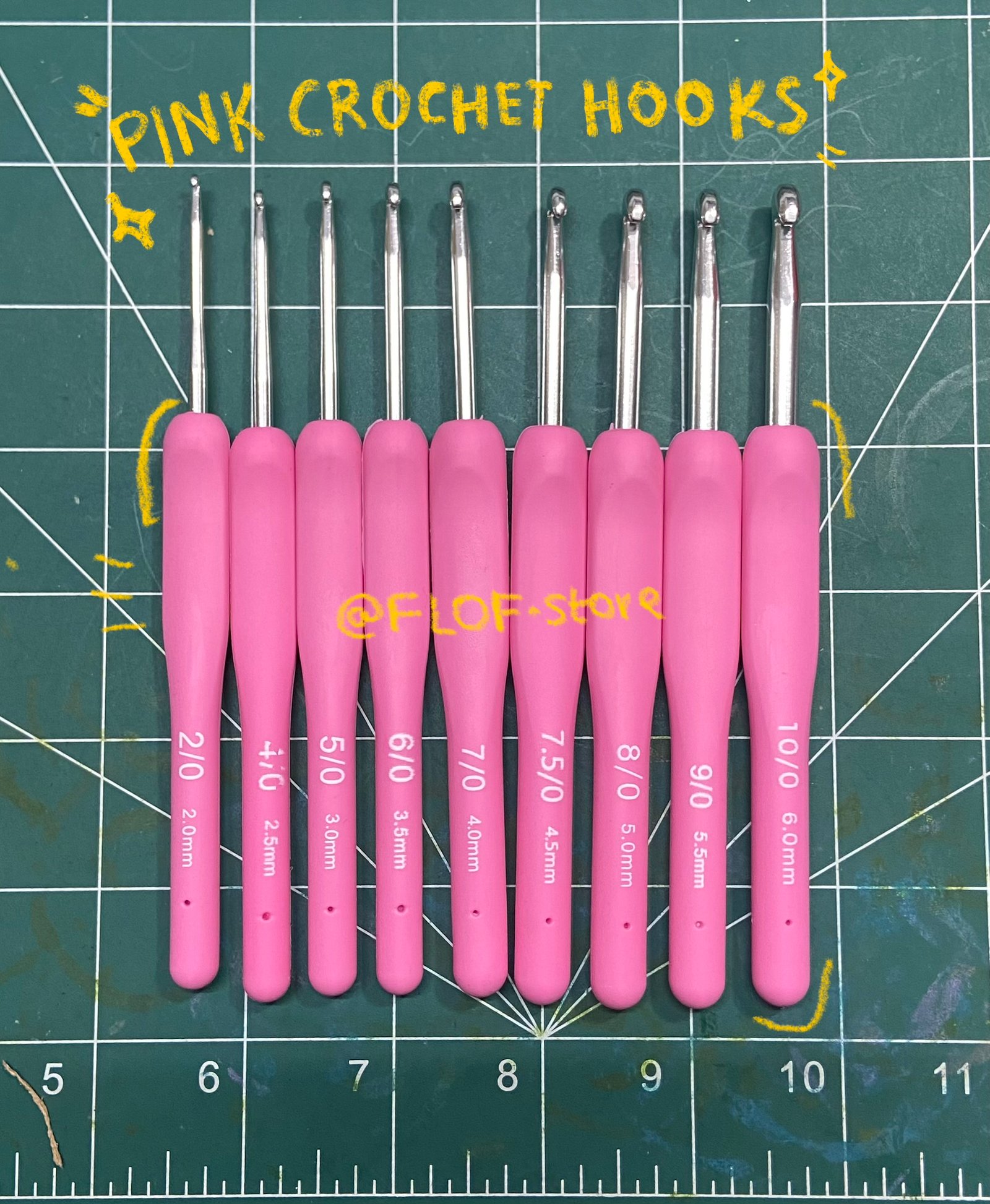 Pink crochet hooks